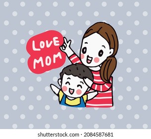 Mother and son are feeling happy.