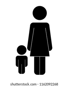 mother with son figures silhouettes