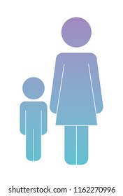 mother with son figures silhouettes