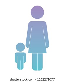 mother with son figures silhouettes