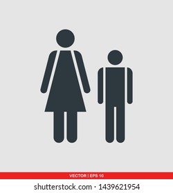 Mother and son flat icon, vector illustration on gray background