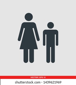Mother and son flat icon, vector illustration on gray background