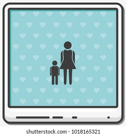 Mother and son flat vector icon.