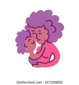 mother with son, half line and color style icon vector illustration design