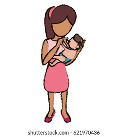 mother and son holding