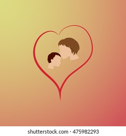 Mother and son icon