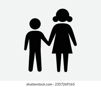 Icono madre e hijo Madre e hijo Madre de familia madre de un niño padre de madre soltera. Símbolo de signo de ilustración de ilustración de imagen de pantalla de forma de contorno blanco negro vectorial