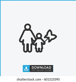 mother and son icon. simple outline mother and son vector icon. on white background.