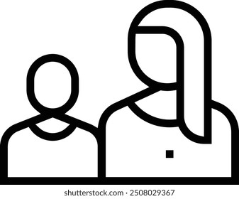 mother and son icon. Thin linear style design isolated on white background
