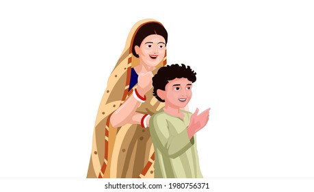 Mother and son - illustration