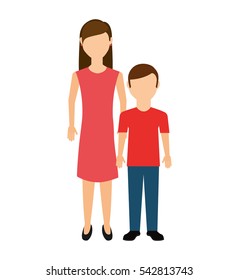 mother with son isolated icon vector illustration design