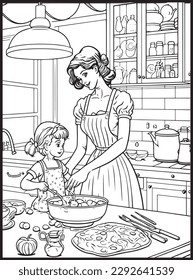 Mother Son Kitchen Coloring Book