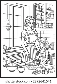 Mother Son Kitchen Coloring Book