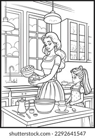 Mother Son Kitchen Coloring Book