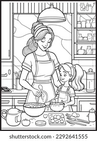 Mother Son Kitchen Coloring Book