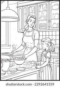 Mother Son Kitchen Coloring Book