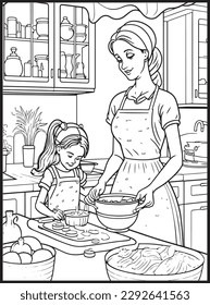 Mother Son Kitchen Coloring Book
