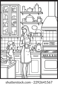 Libro de Colores de Cocina de Madre Hijo