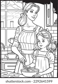 Mother Son Kitchen Coloring Book