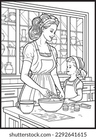 Mother Son Kitchen Coloring Book