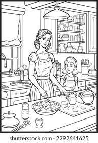 Mother Son Kitchen Coloring Book