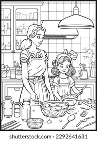 Mother Son Kitchen Coloring Book