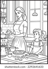 Mother Son Kitchen Coloring Book