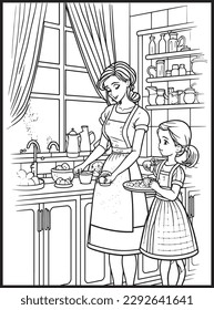 Mother Son Kitchen Coloring Book