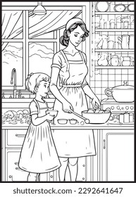 Mother Son Kitchen Coloring Book