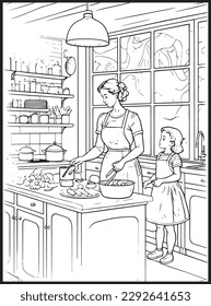 Mother Son Kitchen Coloring Book