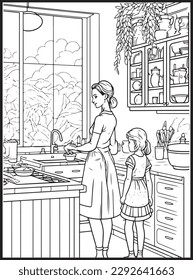 Mother Son Kitchen Coloring Book