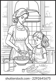 Mother Son Kitchen Coloring Book