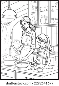 Mother Son Kitchen Coloring Book