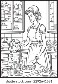 Mother Son Kitchen Coloring Book