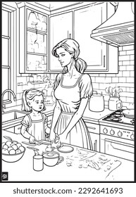 Mother Son Kitchen Coloring Book