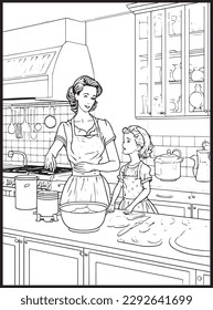 Mother Son Kitchen Coloring Book