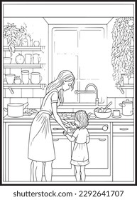 Mother Son Kitchen Coloring Book