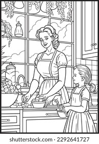 Mother Son Kitchen Coloring Book