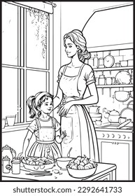 Mother Son Kitchen Coloring Book