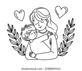 Mother and son. Mother's day card, background