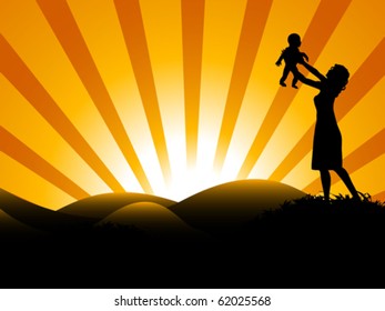 mother with son on field