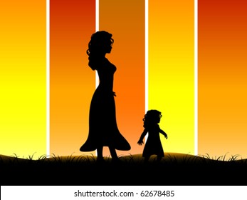 mother with son on field