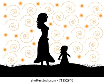 mother with son on field