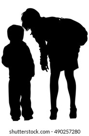 Mother and son on white background