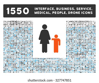 Mother With Son and other web interface, business tools, people poses, medical service vector icons. Style is flat symbols, bicolored, rounded angles, white background.
