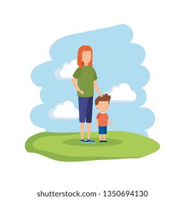 mother with son in the park