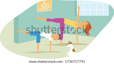 Mother and son practicing Stretching at Home  Stay At Home Activity