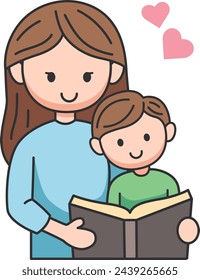 Madre e hijo leyendo un libro