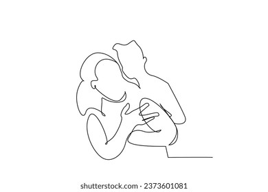 mother and son rejoice happiness life line art portrait design