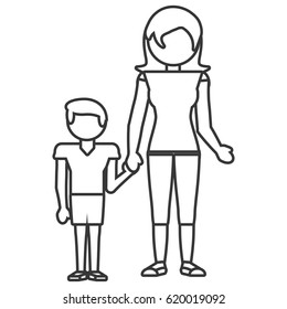 Mother Son Relation Outline Stock Vector (Royalty Free) 620019092 ...